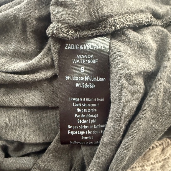 ZADIG & VOLTAIRE Short Sleeve Scoop Neck Tee Viscose Silk Linen S - Picture 5 of 5